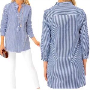 ANTHROPOLOGIE Harshman Blue Striped Oversized Tunic Top